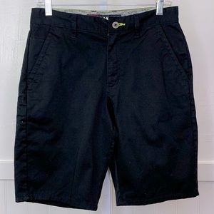 Tony Hawk Black Cotton Flat Front Shorts | 30